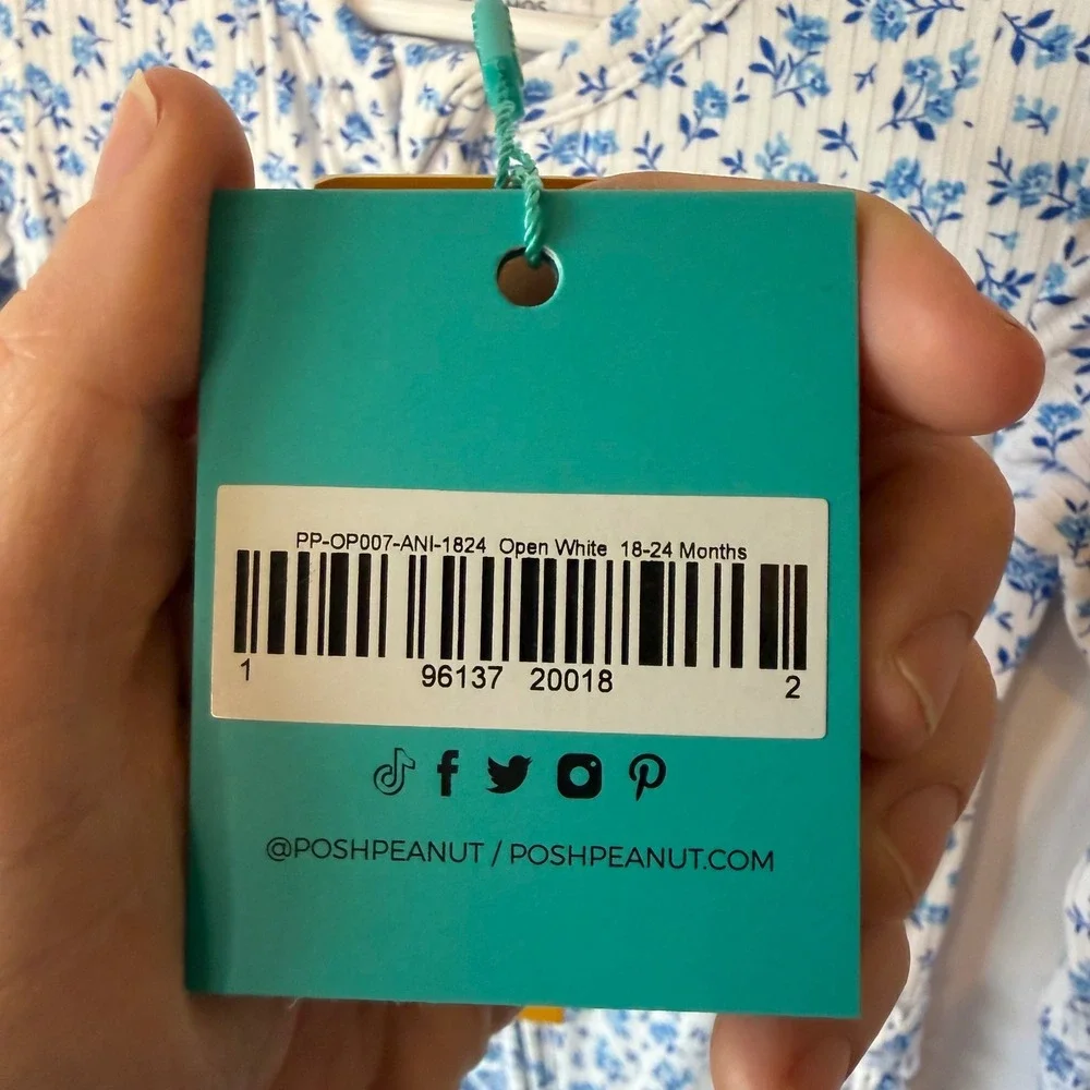 Posh Peanut Andina Blue Floral Ribbed Bamboo Footie Romper 18-24 Months NWT - Picture 5 of 11